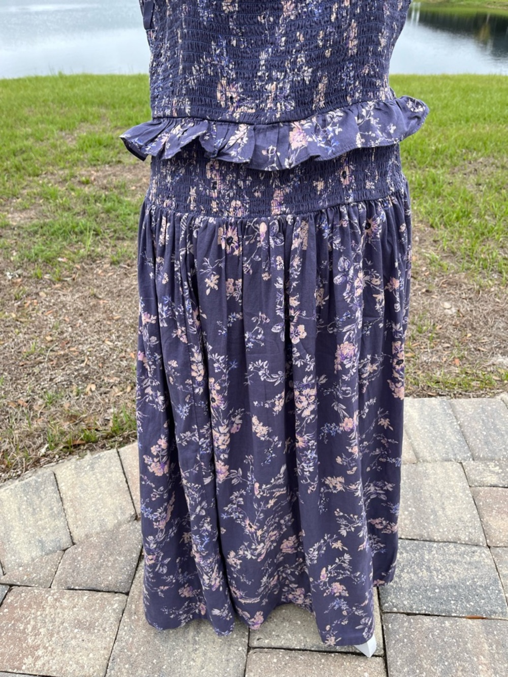 NWOT Anthropologie Floral Smocked Waist Purple Summer Dress Size XL - Picture 10 of 16
